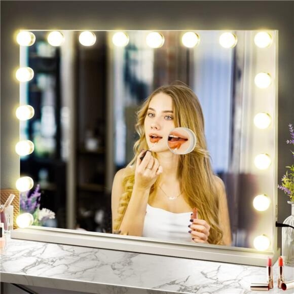 Hollywood Vanity Mirror with 18 Bulbs Lights, Large Lighted Makeup - Picture 10 of 14